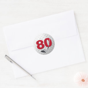 Pegatina Redonda 80.º diseño de la pelota de golf de cumpleaños