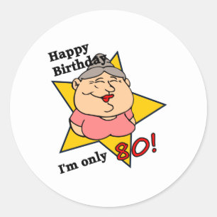 Pegatina Redonda 80.o cumpleaños feliz