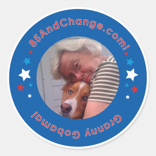 Pegatina Redonda 85AndChange_GrannyGobama_Sticker (Anverso)