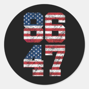 Pegatina Redonda 8647 Anti Trump 86 47 Retro Anti-Trump Imp Bandera