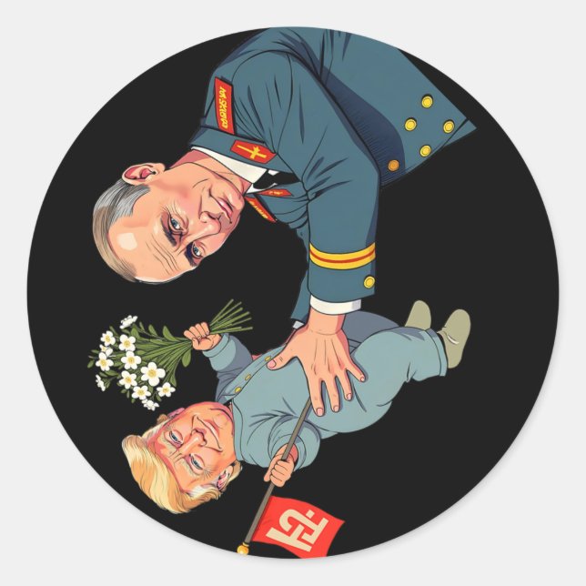 Pegatina Redonda 8647 Anti Trump Foxtrots Deltas Tangos Impiden Hor (Anverso)