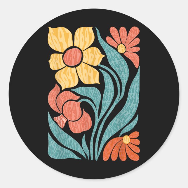 Pegatina Redonda 8647 Boho floral sutil anti Trump (Anverso)