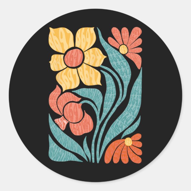 Pegatina Redonda 8647 Boho floral sutil anti Trump (Anverso)