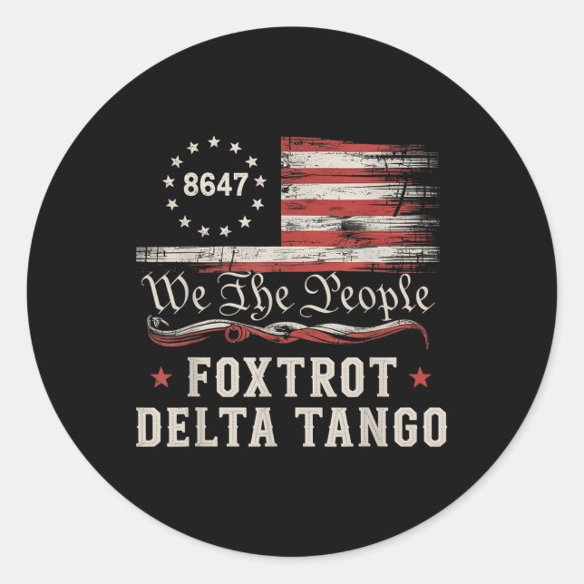 Pegatina Redonda 8647 Foxtrots Deltas Tangos America Flag  (Anverso)