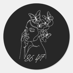 Pegatina Redonda 8647 Incursión contra Trump en floral 86 47