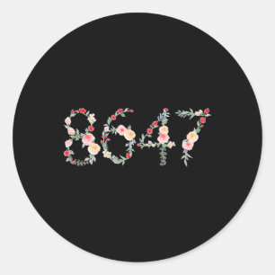 Pegatina Redonda 8647 Retro 86 47 Flor Anti-trump Presidente