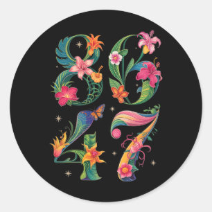 Pegatina Redonda 8647 Sutil Anti Trump 86 47 Floral Boho Style 5