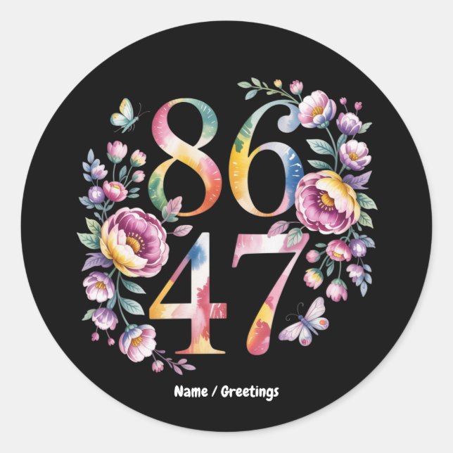 Pegatina Redonda 8647 Sutil Estilo Floral Boho Protesta Pacífica (Anverso)