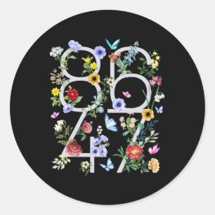 Pegatina Redonda 8647 Sutil Floral Boho Anti Trump 