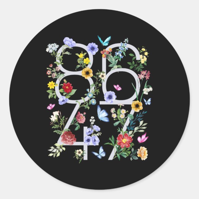 Pegatina Redonda 8647 Sutil Floral Boho Anti Trump  (Anverso)