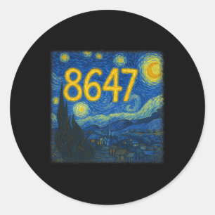 Pegatina Redonda 8647 Sutil Resistir Trump Van Gogh Noche Estrellad