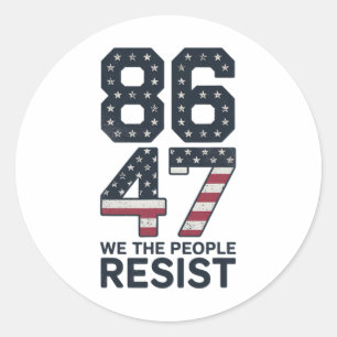 Pegatina Redonda 86 47 Resistir Anti Trump Vintage 8647 Bandera De 