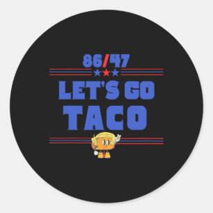 Pegatina Redonda 86 47 Vamos Taco Bandera Estadounidense 86 47 Grac