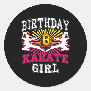 Pegatina Redonda 8.º Chica de cumpleaños - Niño de 8 años de Karate