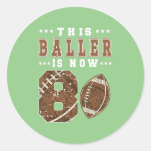 Pegatina Redonda 8.º Futbolista Cumpleaños Fútbol De Ocho Años