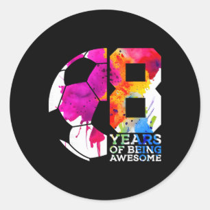 Pegatina Redonda 8 Años De Ser Asombroso Fútbol 8 Cumpleaños _1