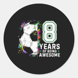 Pegatina Redonda 8 Años De Ser Increíble Cumpleaños Fútbol 8º