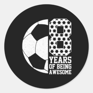 Pegatina Redonda 8 Años Siendo Increíble Amante del Fútbol Infantil