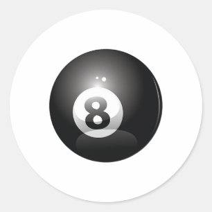 Pegatina Redonda 8 Ball Billiards Pool Player Ocho Ball Lucky 8