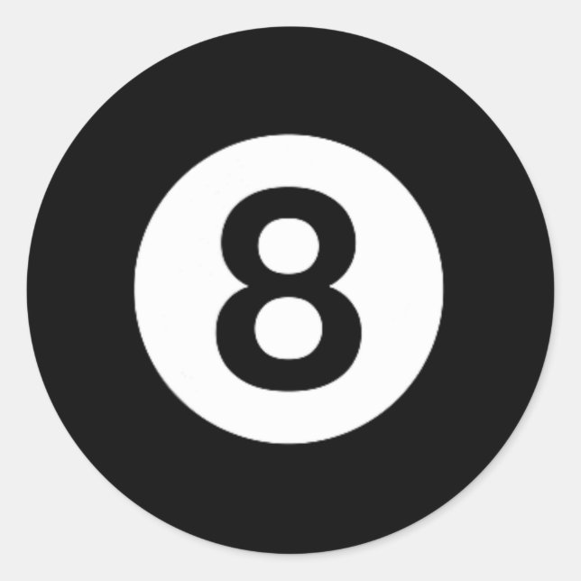 Pegatina Redonda 8 Ball Billiards Pool Table Costume Ocho Ball (Anverso)