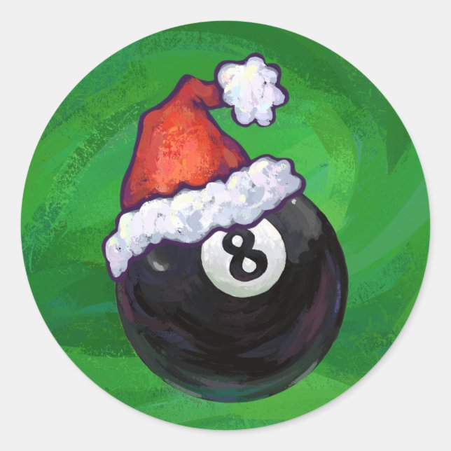 Pegatina Redonda 8 Ball Navidades Green (Anverso)