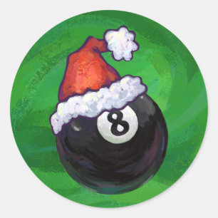 Pegatina Redonda 8 Ball Navidades Green