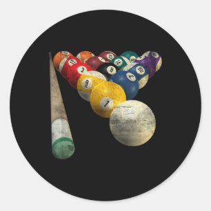 Pegatina Redonda 8 Baloncesto Pool Team Bar League Billiards Hombre