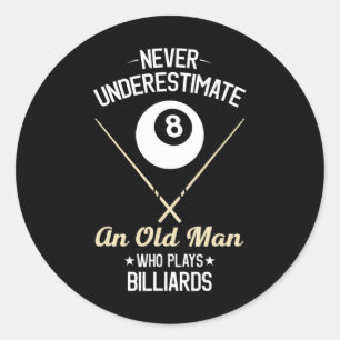 Pegatina Redonda 8 Billar Piscina Funny Billiards Player Lover Dad