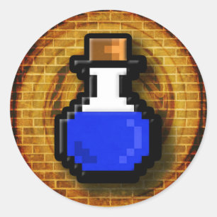 Pegatina Redonda 8 bits Mana Potion Flash Gold