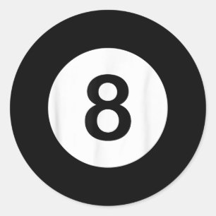 Pegatina Redonda 8 bolas de billar, regalo de amante de tiburón