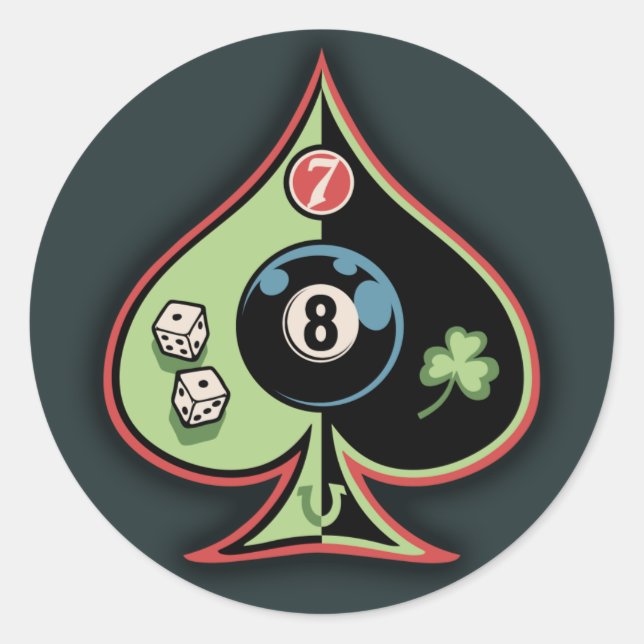 Pegatina Redonda 8 de Spades (Anverso)