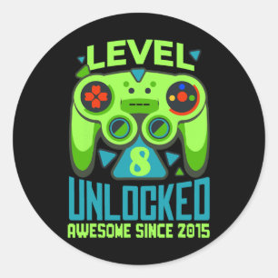 Pegatina Redonda 8 Desbloqueados Impresionante videojuego 2015 Octa