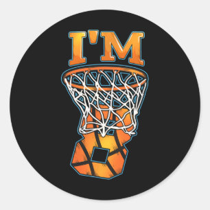 Pegatina Redonda 8 Jugador de Baloncesto Cumpleaños I m 8 Boys Chic