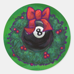 Pegatina Redonda 8 Navidades de bolas Wreath Green