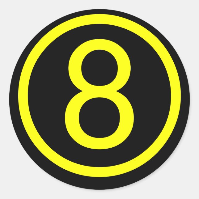 Pegatina Redonda 8 - número ocho (Anverso)