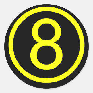 Pegatina Redonda 8 - número ocho