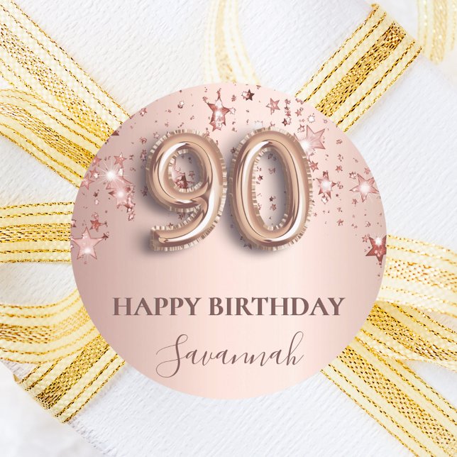 Pegatina Redonda 90.º rosa de cumpleaños nombre de estrellas de col (Subido por el creador)