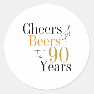 Pegatina Redonda 90 Alegres y cervezas Fiesta mínimo