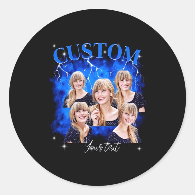 Pegatina Redonda 90s Bootleg Rap Tee Photo  (Anverso)