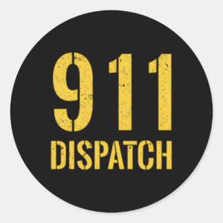 Pegatina Redonda 911 Ambulance Dispatcher Línea Amarilla Bandera De