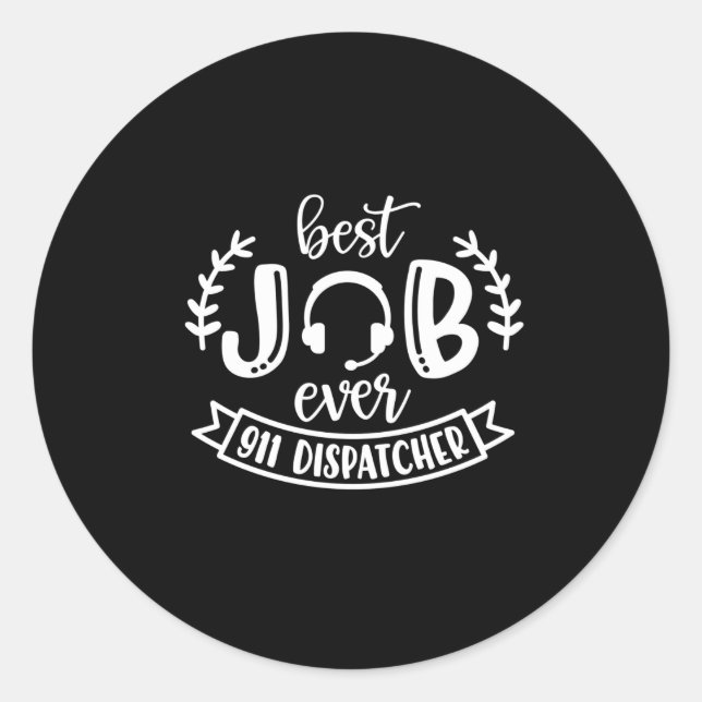 Pegatina Redonda 911 despachador, respondedor, línea de oro (Anverso)