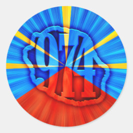 Pegatina Redonda 974 Ile de la Réunion - Drapeau réunionnais