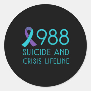 Pegatina Redonda 988 Camisa - Prevención del suicidio 988 Camisa