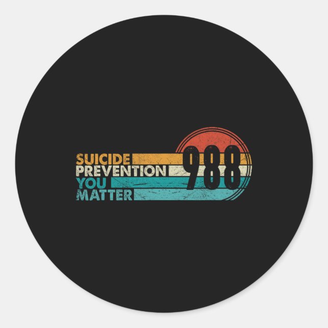 Pegatina Redonda 988 Prevención del suicidio de los Camisas Alivio  (Anverso)