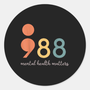 Pegatina Redonda 988 Semicolón Salud Mental S Prevención Del Suicid
