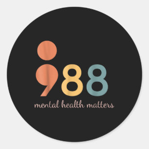 Pegatina Redonda 988 Sensibilización Sobre La Salud Mental De Semic