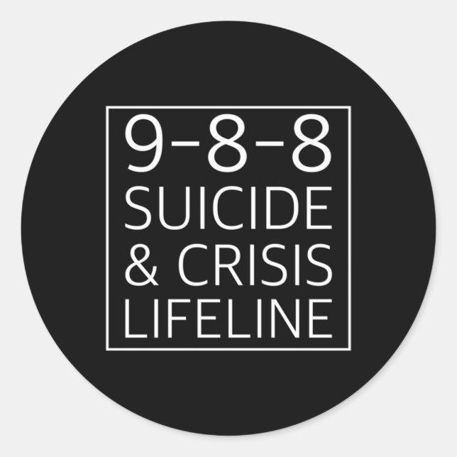 Pegatina Redonda 988 Suicide Awareness Crisis Lifeline 988  (Anverso)