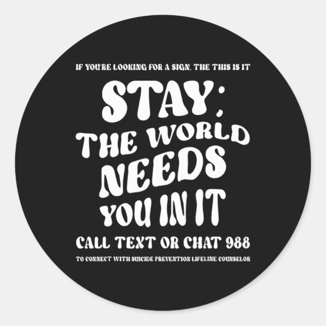 Pegatina Redonda 988 Suicide Prevention Awareness Broken Crayons St (Anverso)