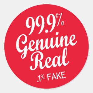 Pegatina Redonda 99.9% real genuino.1% falso