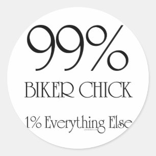 Pegatina Redonda 99% Chick de motociclismo